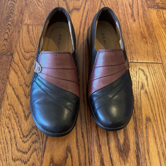 Aravon Danielle-AR Platform Womens 7 Leather Shoe Comfort Cushion Black CH6811 - Picture 5 of 14